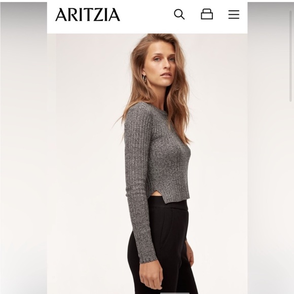 Grey wool blend cropped sweater - Picture 5 of 6